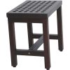 Compact Rectangular Teak Lattice Pattern Shower or Outdoor Bench in Brown Finish - Image 2