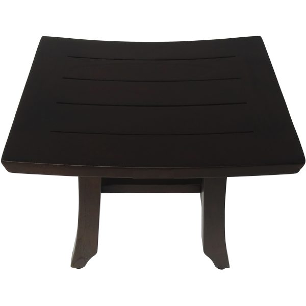 Compact Curvilinear Teak Shower or Outdoor Bench in Brown Finish - Image 2