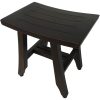 Compact Curvilinear Teak Shower or Outdoor Bench in Brown Finish - Image 3