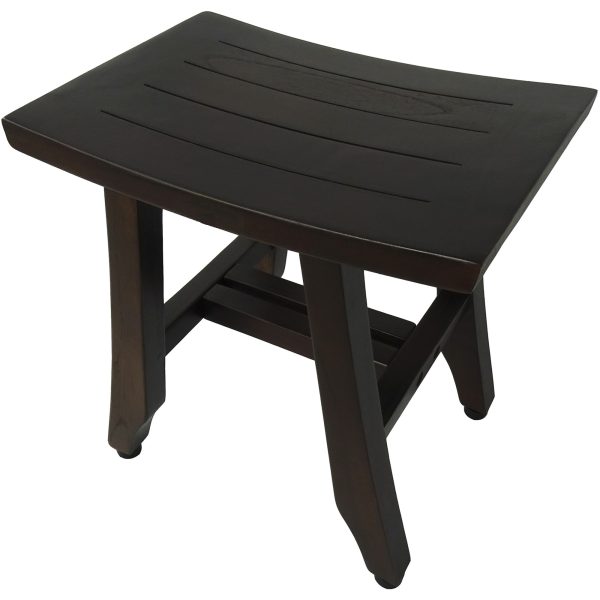 Compact Curvilinear Teak Shower or Outdoor Bench in Brown Finish - Image 3