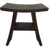 Compact Curvilinear Teak Shower or Outdoor Bench with Shelf in Brown Finish - Image 2
