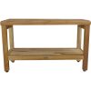 Rectangular Teak Shower Bench with Shelf in Natural Finish