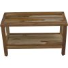 Rectangular Teak Shower Bench with Shelf in Natural Finish - Image 3