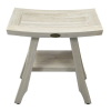 Compact Square Teak Shower Stool with Shelf in White Finish - Image 2