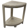 Compact Teak Corner Shower Stool with Shelf in Whitewash Driftwood - Image 2