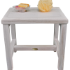 Compact Rectangular Teak Shower or Outdoor Bench in Driftwood Finish - Image 2