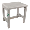 Compact Rectangular Teak Shower or Outdoor Bench in Driftwood Finish - Image 4