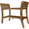 Rectangular Teak Shower Bench with Shelf and Handles in NaturalFinish - Image 2