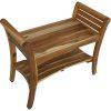 Rectangular Teak Shower Bench with Shelf and Handles in NaturalFinish - Image 3