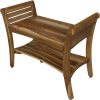 Rectangular Teak Shower Bench with Shelf and Handles in NaturalFinish - Image 4