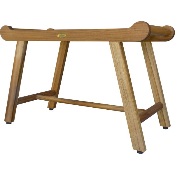 Rectangular Teak Shower Bench with Handles in Natural Finish - Image 4