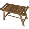 Rectangular Teak Shower Bench with Handles in Natural Finish - Image 5
