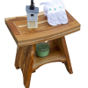 Compact Curvilinear Teak Shower Outdoor Bench with Shelf in Natural Finish - Image 4