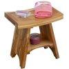 Compact Curvilinear Teak Shower Outdoor Bench with Shelf in Natural Finish - Image 5
