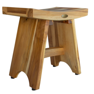 Compact Contemporary Teak Shower Stool in Natural Finish