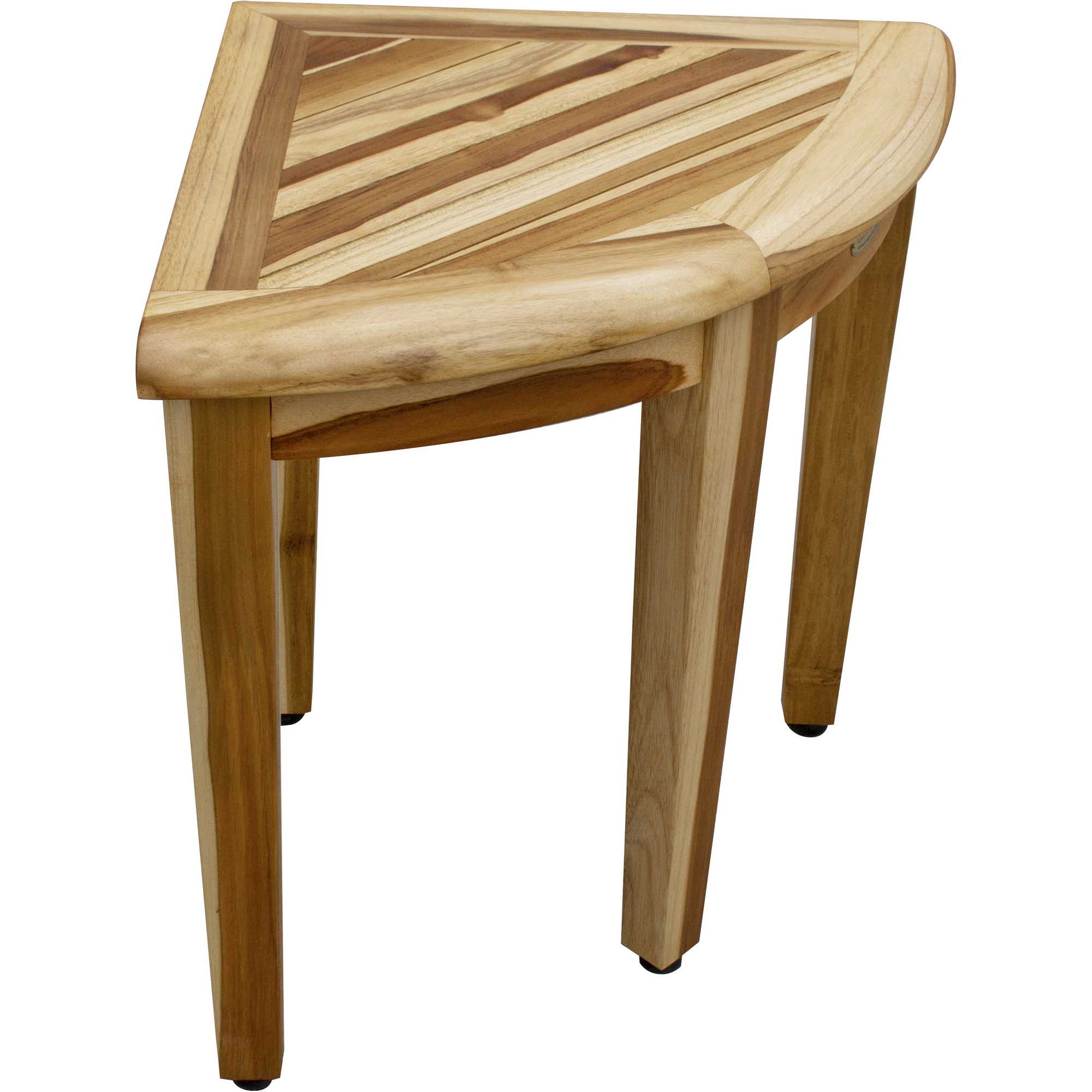 16" Compact Teak Corner Shower Stool with Shelf in Natural Finish - Image 2