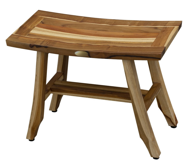 Contemporary Teak Shower Stool or Bench in Natural Finish - Image 2