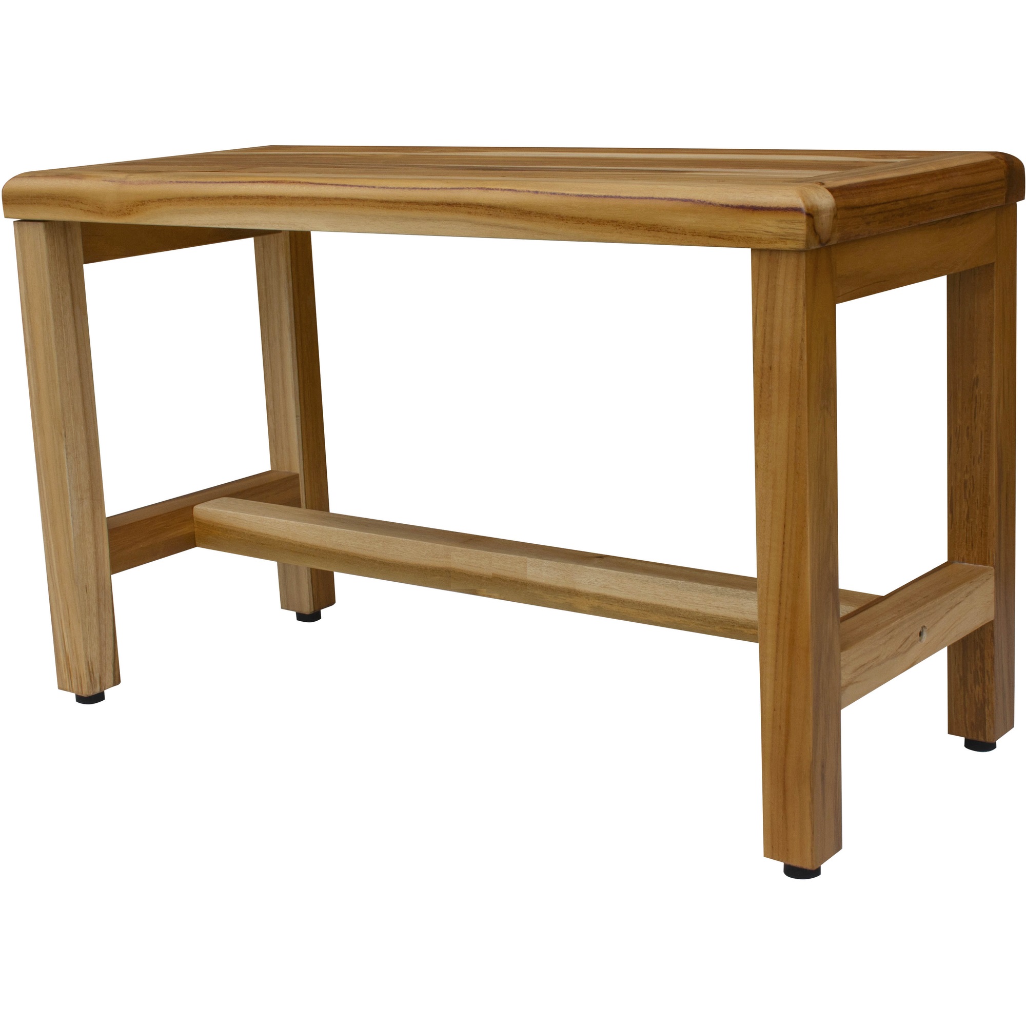 Compact Rectangular Teak Shower Outdoor Bench in Natural Finish - Image 3