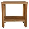 18" Contemporary Teak Shower Stool or Bench with Shelf in Natural Finish