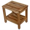 18" Contemporary Teak Shower Stool or Bench with Shelf in Natural Finish - Image 4