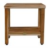 18" Contemporary Teak Shower Stool or Bench with Shelf in Natural Finish - Image 5