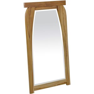 Modern Shape Teak Wall Mirror in Natural Finish