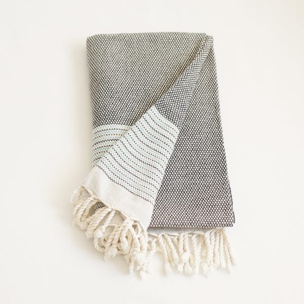 Grey and Blue Striped Turkish Towel or Throw Blanket - Image 3