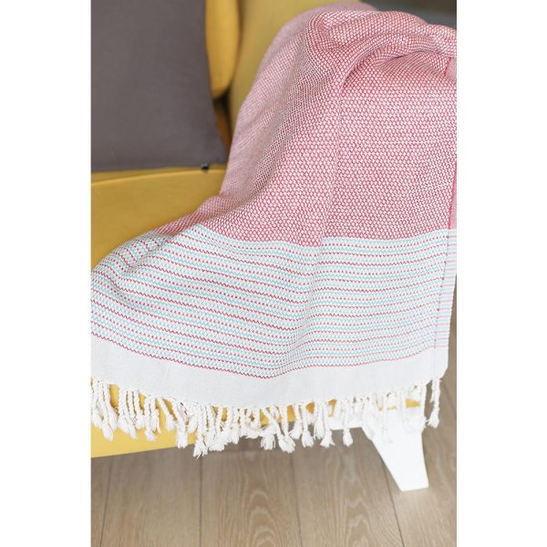 Red and White Checked Turkish Towel or Throw Blanket - Image 2