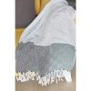 Black and White Squares and Stripes Turkish Towel or Throw Blanket - Image 2
