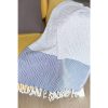 Blue and White Squares and Stripes Turkish Towel or Throw Blanket - Image 2