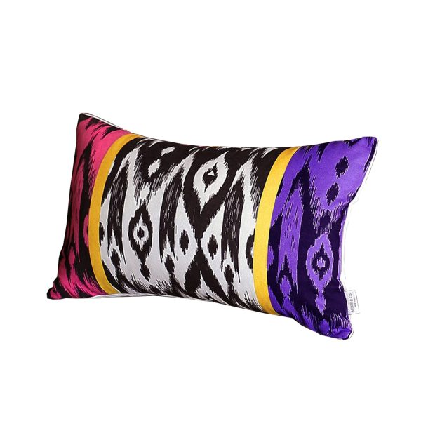 Set of 4 Purple and Pink Ikat Design Lumbar Pillow Covers - Image 2