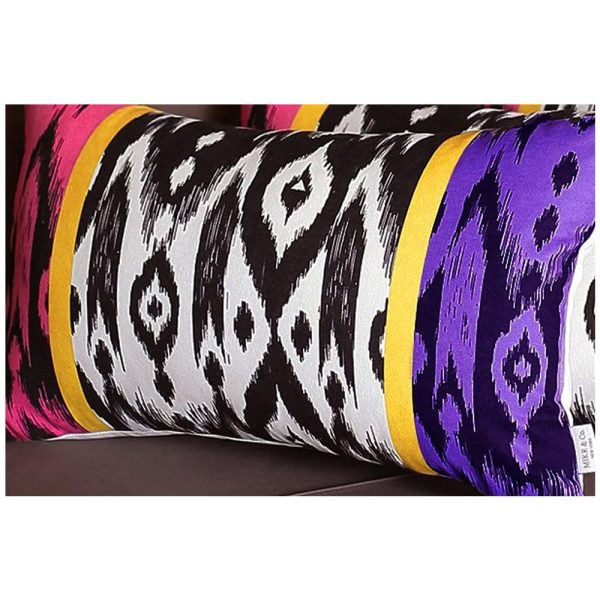 Set of 4 Purple and Pink Ikat Design Lumbar Pillow Covers - Image 5