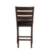 Set of 2 41" Dark Wood Finish and Black Faux Leather Ladder Back Counter Height Chairs - Image 2