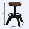 Old School Industrial Dark Wood Stool - Image 2
