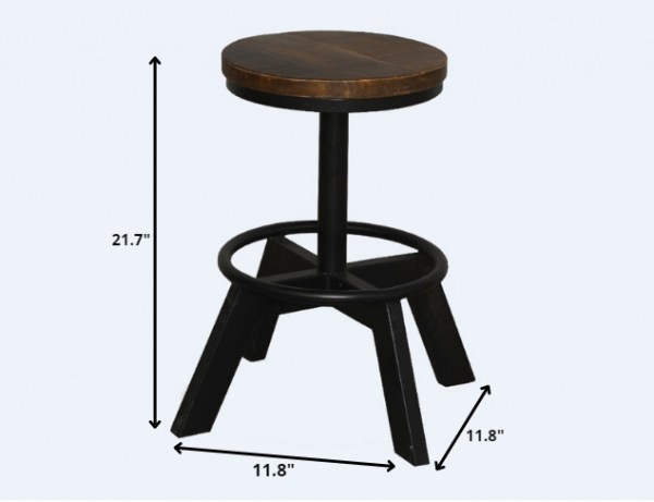 Old School Industrial Dark Wood Stool - Image 2