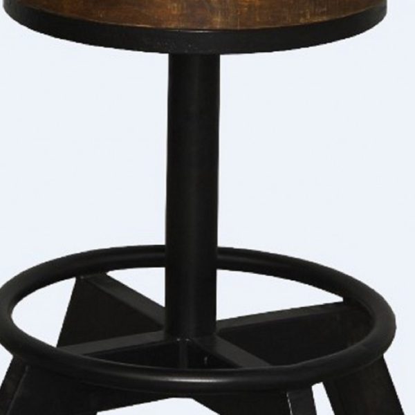 Old School Industrial Dark Wood Stool - Image 5