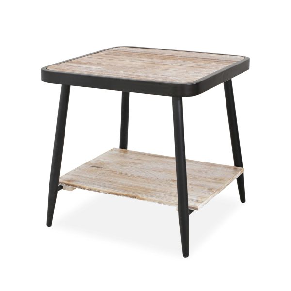 Industrial Style Square Whitewash and Gray Side or End Table - Image 2