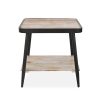 Industrial Style Square Whitewash and Gray Side or End Table - Image 3