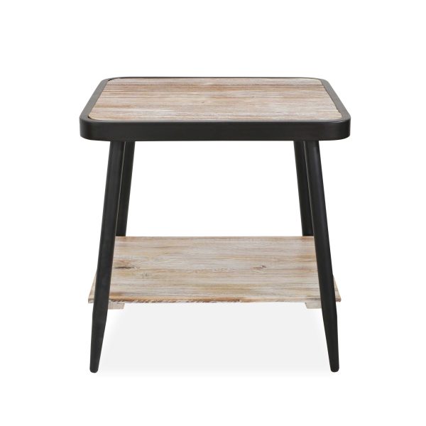 Industrial Style Square Whitewash and Gray Side or End Table - Image 3