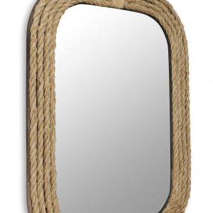 Rustic Rounded Rectangle Rope Braid Wall Mirror