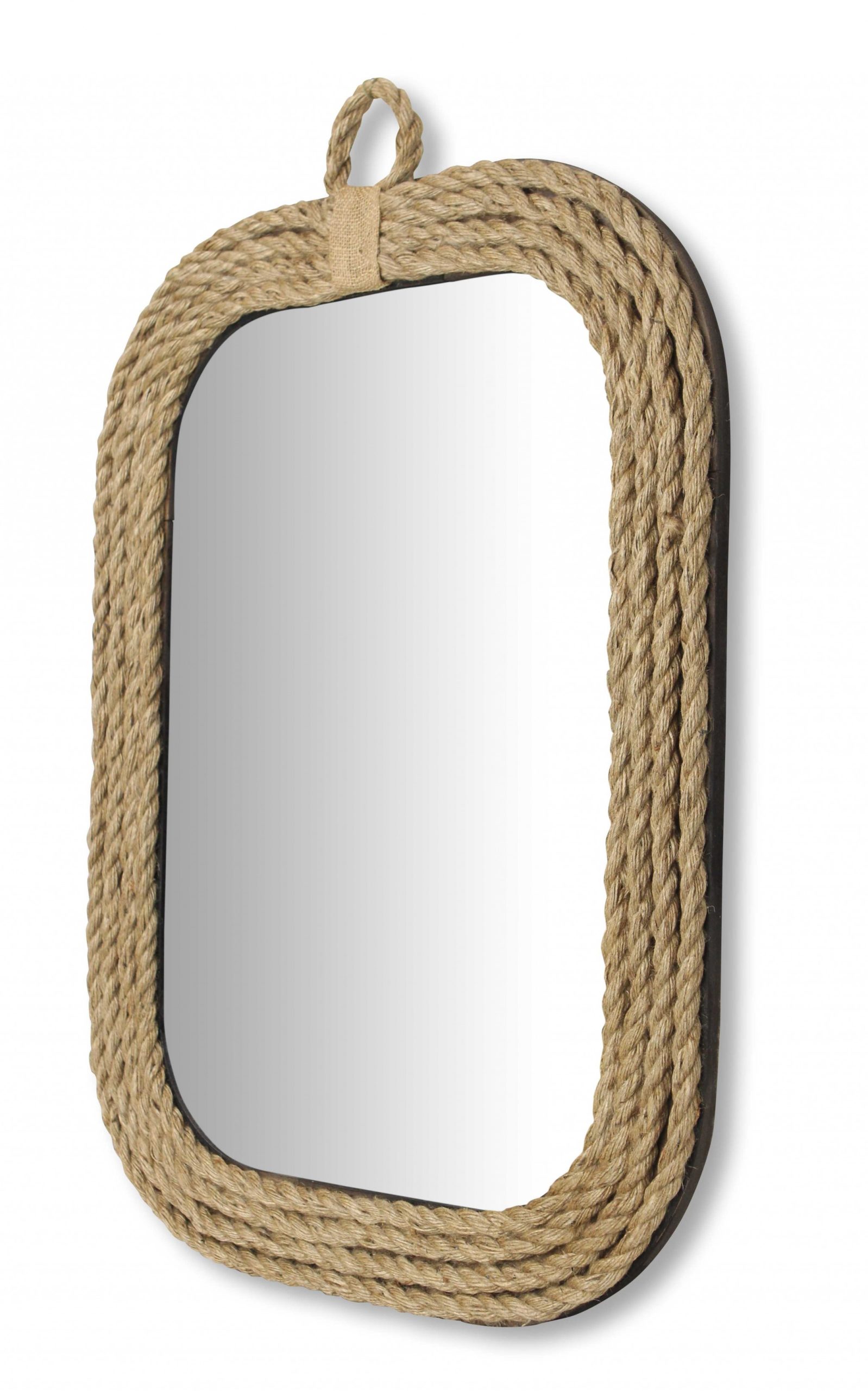 Rustic Rounded Rectangle Rope Braid Wall Mirror - Image 2