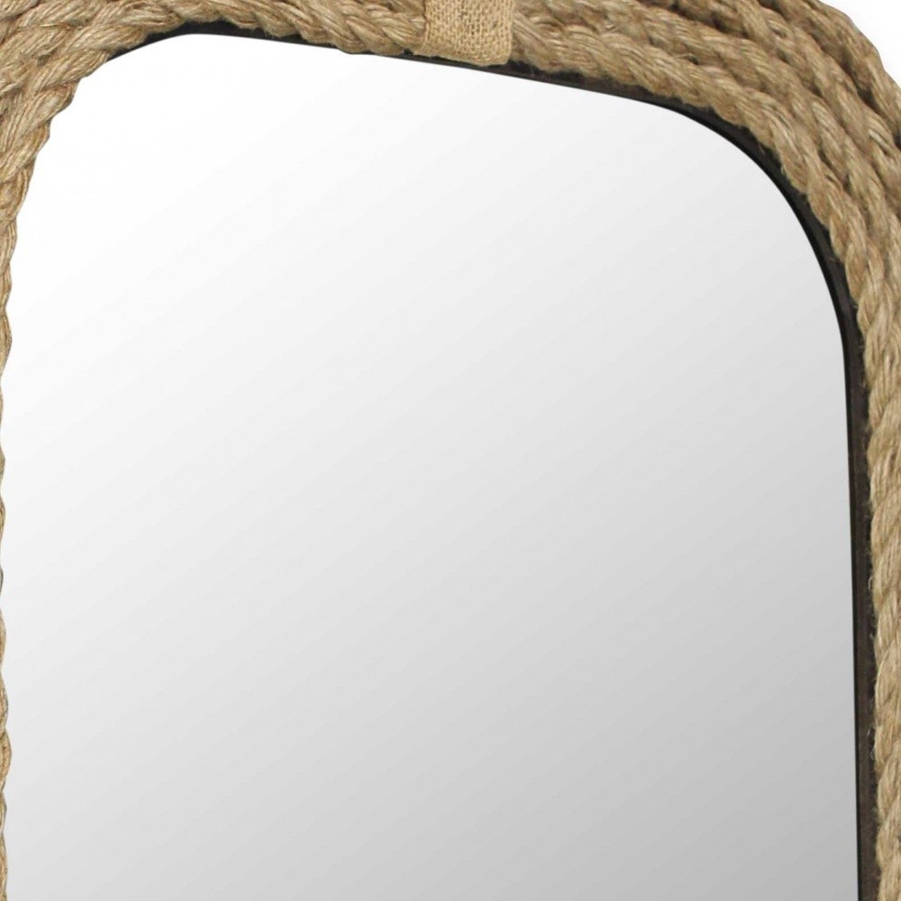 Rustic Rounded Rectangle Rope Braid Wall Mirror - Image 5