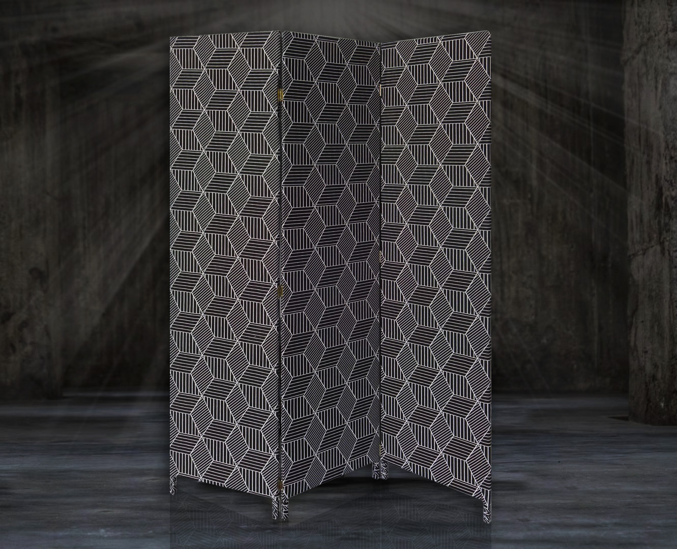 3 Panel Black Soft Fabric Finish Room Divider - Image 2