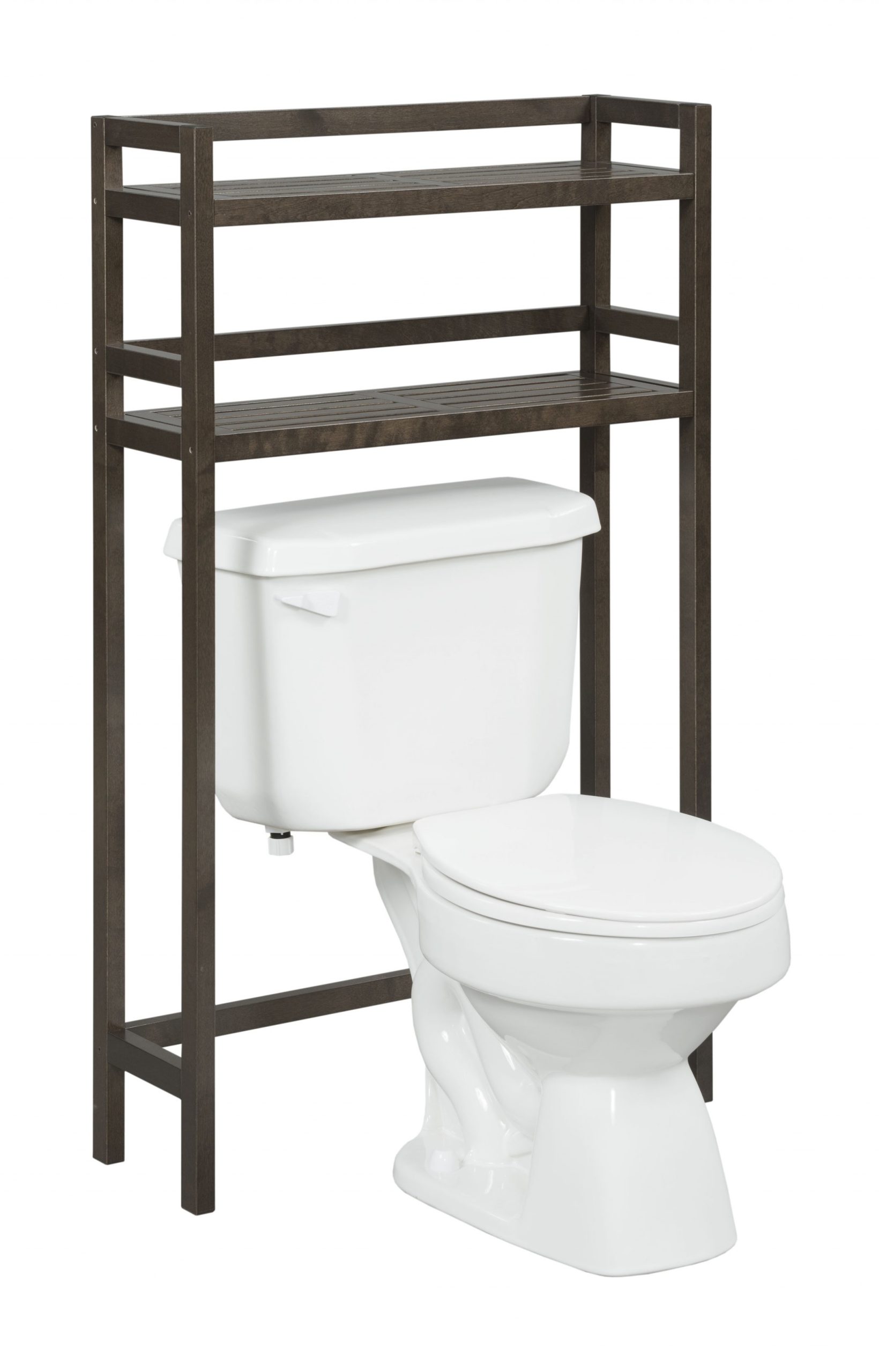48" Espresso Finish 2 Tier Solid Wood Over Toilet Organizer - Image 2