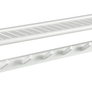 Wood Large Peg Coat or Towel Rack with Shelf in White