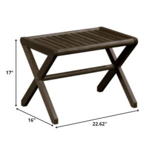 23" Dark Brown Wood Slat Stool or End Table