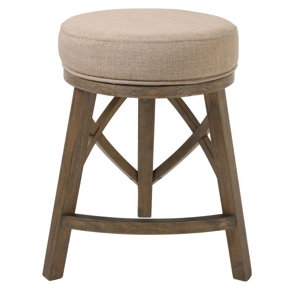 Counter Height Cream Modern Round Three Leg Stool - Image 2