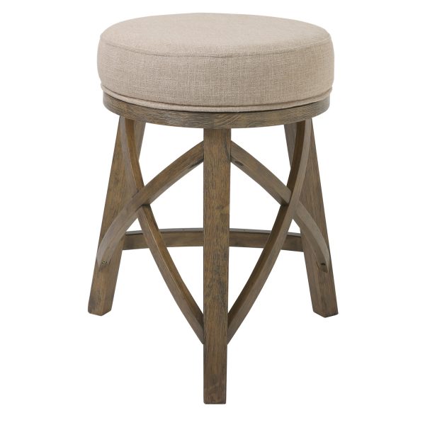 Counter Height Cream Modern Round Three Leg Stool - Image 3