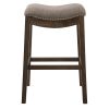 Bar Height Saddle Style Counter Stool with Taupe Fabric and Nail head Trim - Image 2