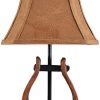 Horse Stirrup Accent Lamp with Faux Suede Brown Shade - Image 2